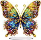 Diamond Painting Kits for Adults Beginners, 5D Full Drill Flowers and Butterfly Crystal Art Desktop Ornament, DIY Single Sided Home Office Desk Decor, Creative Craft Gift Set with Tools