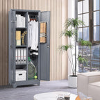 Storage Cabinet,Metal Locking Cabinets with Doors and Shelves,Functional Garage Storage Cabinet for Garage, Home Office,Gray