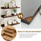 Floating Picture Ledge Shelves 36 Inch Solid Oak Wood Set of 2, Rustic Wall Storage Shelves with Lip, Kids Bookshelf, Photo & Picture Ledge Shelves for Bedroom, Living Room, Kitchen