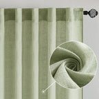 MIULEE Sage Green Linen Curtains 37x72 Inch Length 2 Panels | Window Drapes - Image 2