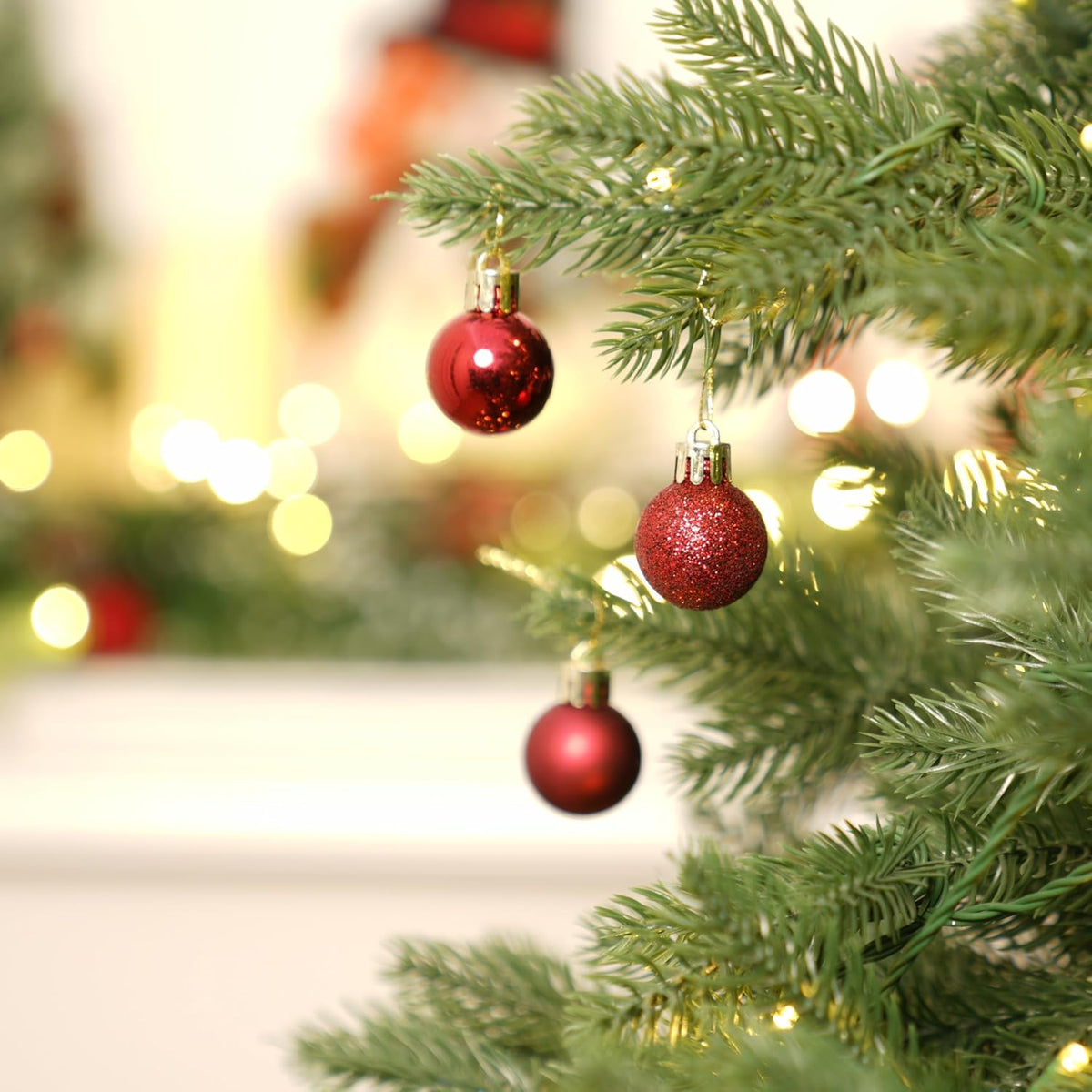 XmasExp 24ct Mini Christmas Ball Ornaments Shatterproof Christmas Ornaments Set Decorations for Xmas Tree Balls 30mm/1.18" (Burgundy)