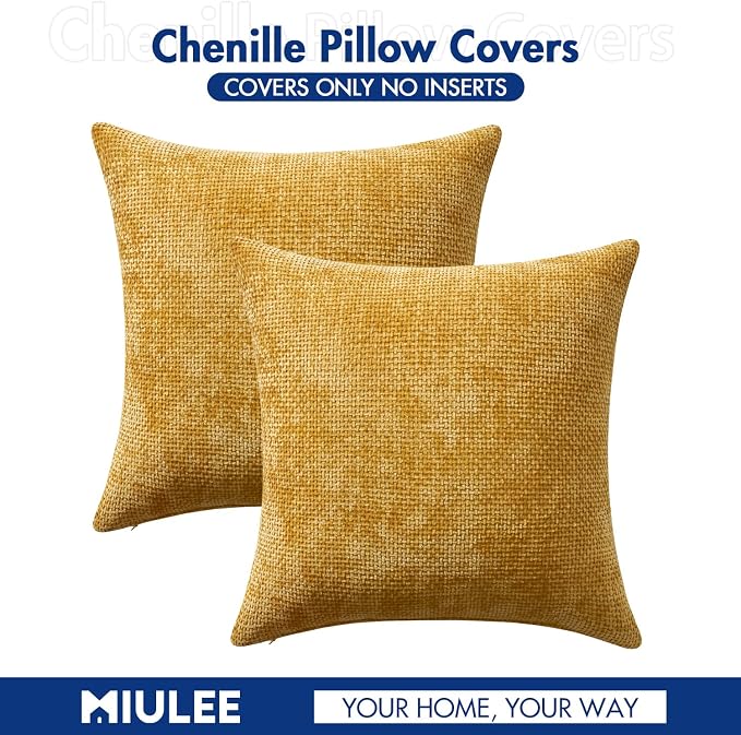 MIULEE Decorative Couch Throw Pillow Covers 22x22 in Mustard Yellow 2 Pack | - Image 7