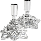 Candlestick Holders,Taper Candle Holder for Candlesticks Silver Plated Candle Metal Stick Candle Holders for Fireplace,Party, Dining,Wedding Decor,Fits 3/4 inch Thick Candle(Set of 2Pcs)