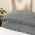 CaliTime Throw Pillow Covers Decorative 20 X 26 Inches Pack of 2 Cozy Chenille Standard Pillow Shams Cases for Couch Sofa Bed Living Room Home Medium Grey