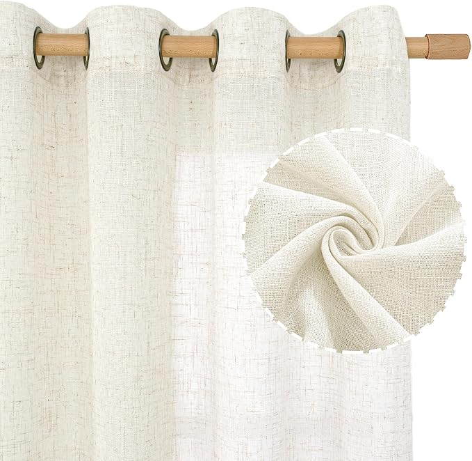 Linen Blended Curtains 48 inch for Windows, Linen Textured Light Filtering - Image 2