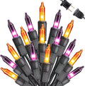 Toodour Orange & Purple Halloween Lights, 25ft 100 Count Incandescent Halloween String Lights, UL Certified Connectable Mini Bulbs String Lights for Outdoor, Indoor, Garden, Porch, Party, Home Decor