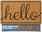 Barnyard Designs Natural Coco Coir Heavy Duty Backing Doormat - Large Cute Non-Slip Front Door Welcome Mat for Outside Entrance or Porch Entry, Brown (17x30, Hello)