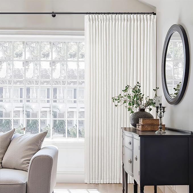Beige White Pinch Pleated Extra Wide Curtain Panels 96 Inches Long 100 Wide | - Image 2