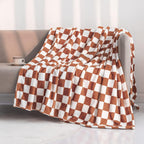 LOMAO Throw Blankets Flannel Blanket with Checkerboard Grid Pattern Soft Throw Blanket for Couch, Bed, Sofa Luxurious Warm and Cozy for All Seasons (Maple Brown, 60"x80")