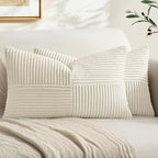 MIULEE Cream White Decorative Lumbar Throw Pillow Covers 12x20 Inch 2 Pack | by MIULEE