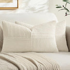 MIULEE Cream White Decorative Lumbar Throw Pillow Covers 12x24 Inch 2 Pack | by MIULEE