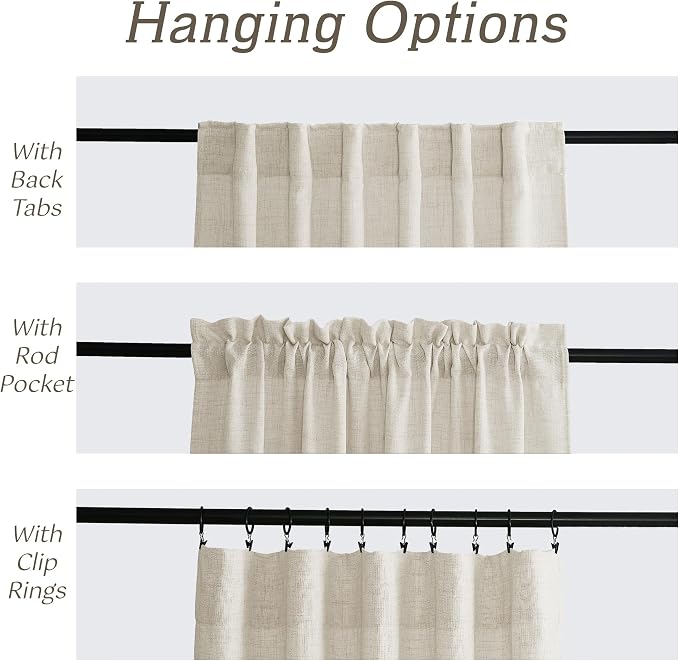 RYB HOME Light Filtering Linen Sheer Curtains 72 inch Long - Image 3