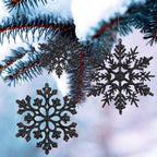 36pcs Black Christmas Snowflake Ornaments, Plastic Glitter Hanging Snow Flakes for Christmas Tree Decorations Winter Wonderland Frozen Birthday Party Holiday Home Decor Craft Snowflakes