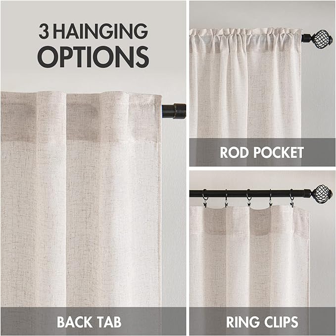 MIULEE White Linen Curtains 37x84 Inch Long - Image 3