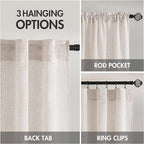 MIULEE White Linen Curtains 52x108 Inches Long - Image 3