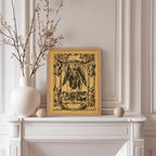 Poster Master Vintage Medieval Poster - Retro Gothic Print - Gift for Artist, Friend - Angel of Death, Memento Mori, Life, Skeleton, Dark - Wall Decor for Home, Living Room, 11x14 Beige Framed