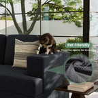 3 Pieces Corduroy Couch Set for Living Room, 7 Seats Cloud Sofa, Deep Seat Floor Couch for Bedroom, Futon Modern Sofa Sectional Bed, Black Corduroy