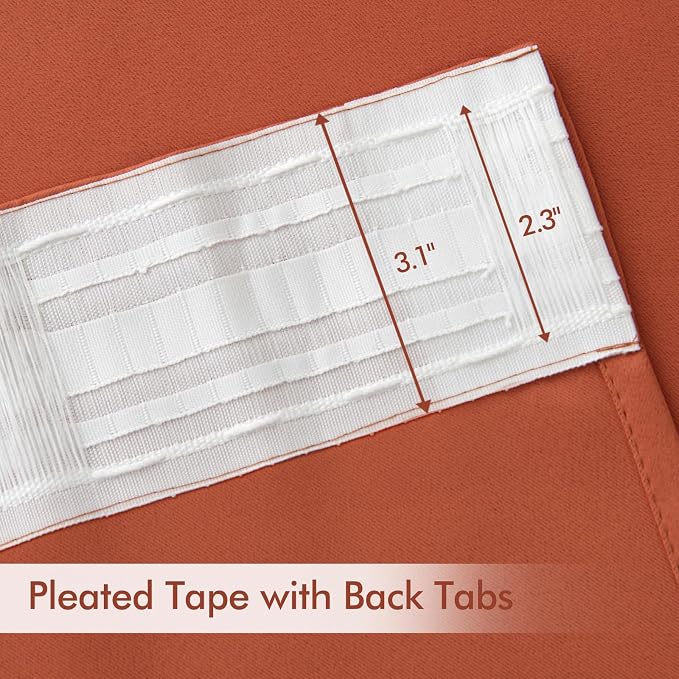 MIULEE Fall Burnt Orange Back Tab Blackout Curtains 52"x96" Length 2 Panels | - Image 4