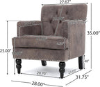 Christopher Knight Home GDFStudio Medford Brown Tufted Club Chair, Fabric Accent Chair with Studded Nailhead Accents
