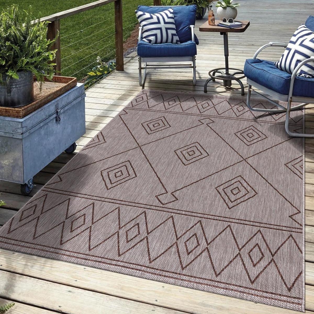 Keen Home Design Terrace Outdoor Area Rug - 10x14 Washable Indoor/Outdoor Rug for Patio, Kitchen, Balcony, Beach, Garden, Deck and Porch, Size: 10'x14'