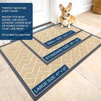 OLANLY Front Door Mat Outside 47x17, All-Season Absorbent Rubber Doormat | Beige - Image 2