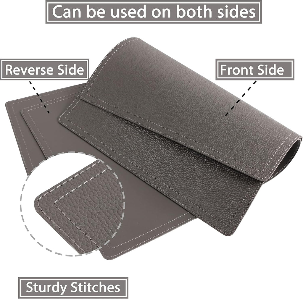 Set of 8 Faux Leather Placemats, PU Mats - Waterproof, Stain & Heat Resistant, Non-Slip, Easy to Clean for Kitchen, Dining, Conference Tables