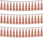 3P Rose Gold Foil Fringe Metallic Tassel Streamers Banner Tassel Garland for Parade Floats, Bachelorette, Wedding, Birthday, Halloween, Christmas, Bridal/Baby Shower Party Decorations