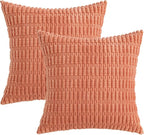 MIULEE Corduroy Decorative Throw Pillow Covers 20x20 Coral Pack of 2 | Soft - Image 6