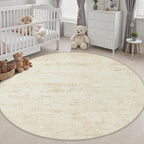 Round Area Rug Living Room: 6 ft Modern Washable Carpet Taupe | - Image 5