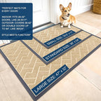 OLANLY Front Door Mat Outside 35x23, All-Season Absorbent Rubber Doormat | Beige - Image 2