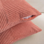 Fancy Homi Set of 2 Coral Boho Long Lumbar Body Decorative Throw Pillow Cover 14x36 Inch for Bed Couch Bedroom Bench, Soft Patchwork Corduroy Textured Pillow Case, Rustic Farmhouse Room Décor