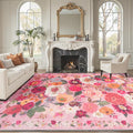 Pink Area Rug 9x12 for Living Room Bedroom | Low Pile; Non Slip;Machine by WelcometoBabovid