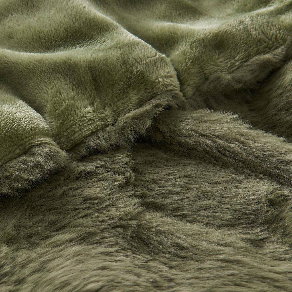 Lotus Karen Faux Fur Throw Blanket Dark Green - 800 GSM Bubble Rabbit Fluff Blanket for Couch Bed Sofa,Softest Fluffy Fuzzy Cozy Blanket,Thick Furry Plush Shaggy Warm Blankets for Women,60x80 Inches