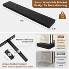 fuqing Floating Shelves for Wall, Bathroom Shelf Wall Mounted for Storage, Shelves with Invisible Bracket for Bedroom, Kitchen, Living Room, Farmhouse Small Book Shelf, 48 Inch Set of 2, Black