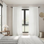 Linen Light Filtering Curtains 96 Inches Long 2 Panels Long Ivory Semi Sheer - Image 7