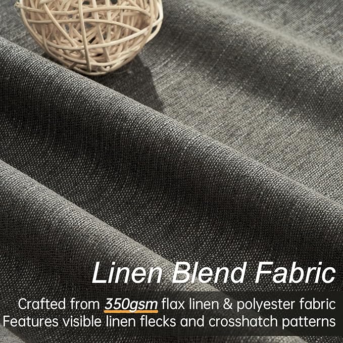 Dark Grey 100% Blackout 132 Inch Long Curtains - Image 2