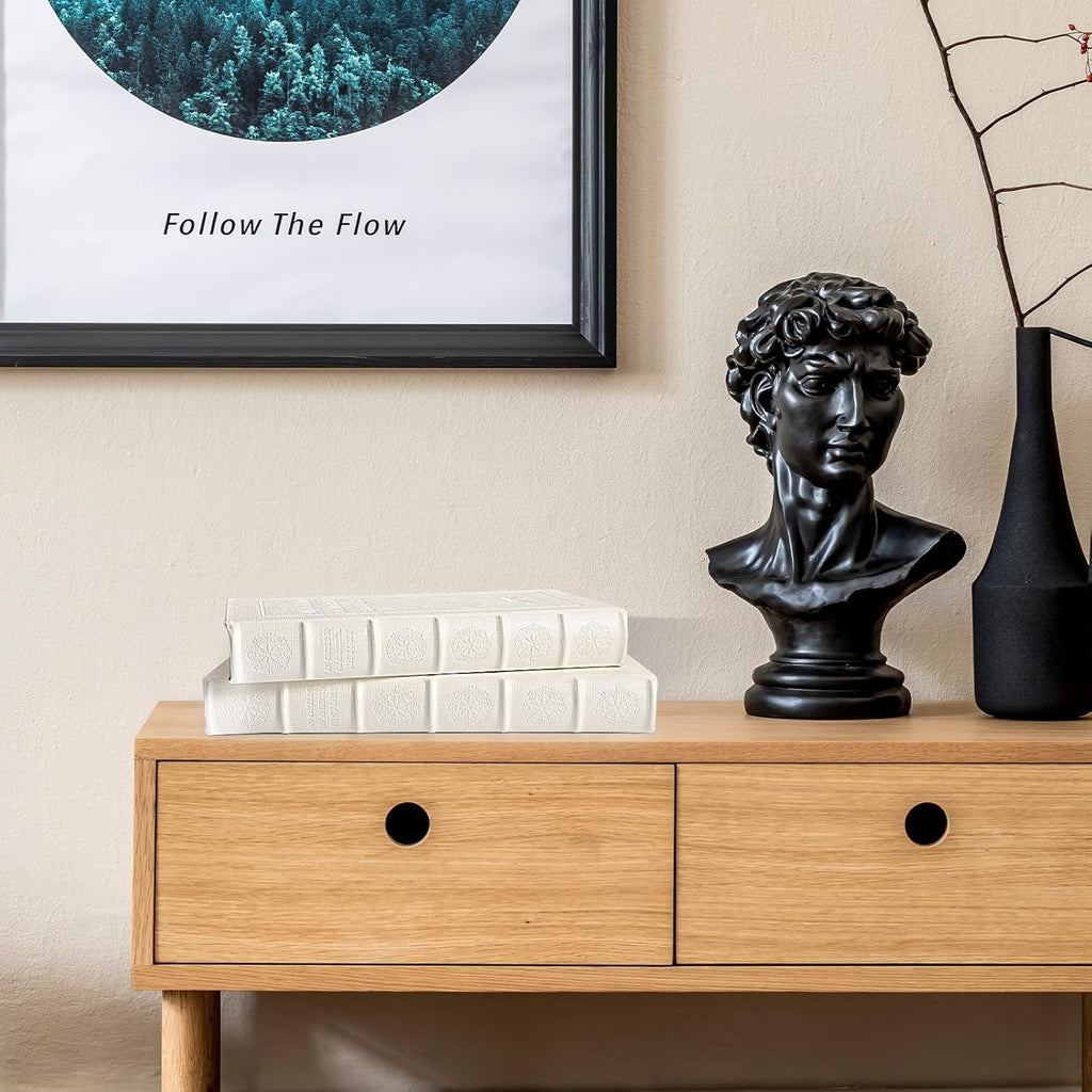 Decorative White Faux Leather Wooden Book Box for Home Decor, Cafe Table, and Bookshelf - Fashion Storage Box (YD-C105 L+S)