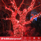 120 LED Red String Lights Outdoor Waterproof, 40ft Red Christmas Lights 8 Modes Clear Wire, Plug in Twinkle Fairy String Lights for Bedroom Christmas Decorations