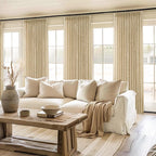 Topfinel Natural Beige Pinch Pleated Semi Sheer Curtains Textured Linen Blended - Image 6