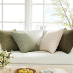 Topfinel Boho Farmhouse Green White Throw Pillow Covers 16x16 Inch Set of 4 - Image 3