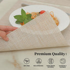 Leetaltree Beige Placemats Set of 16 - Heat Resistant Non-Slip Place mats for Dining Table, Washable Durable PVC Vinyl Woven Table Mats（Beige, 16）