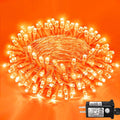 120 LED Orange Halloween Lights, 40 FT Halloween Lights Outdoor Clear Wire with 8 Modes, Plug in Waterproof Orange Fairy String Light for Indoor Christmas Halloween Thanksgiving Decorations