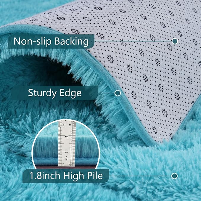 Noahas 8x10 Extra Large Blue Fluffy Soft Area Rug Non-Slip - Image 6
