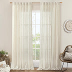 Natural Linen Blended Curtains for Living Room 120 Inch Semi Sheer | Light by LAMIT
