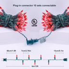 50-Count Red Valentine's Day Lights with Green Wire Waterproof,Mini String Lights for Holiday Decorations, Christmas Tree, Party, Wedding, Xmas, Home, Indoor & Outdoor Use (13ft Long)