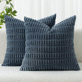 MIULEE Corduroy Decorative Throw Pillow Covers 20x20 Blue Pack of 2 | Soft Boho by MIULEE