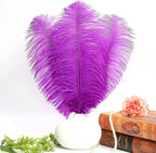 THARAHT 12pcs Purple Ostrich Feathers Natural Bulk 16-18Inch 40cm-45cm for Wedding Party Centerpieces Easter Gatsby and Home Decorate Ostrich Feather