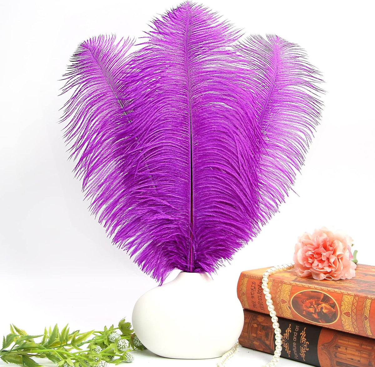 THARAHT 12pcs Purple Ostrich Feathers Natural Bulk 16-18Inch 40cm-45cm for Wedding Party Centerpieces Easter Gatsby and Home Decorate Ostrich Feather