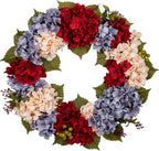 Fall Wreaths for Front Door, 24 inch Autumn Wreath with Hydrangeas Berries Large Fall Door Wreath Artificial Hydrangea Flowers Wreaths Autumn Decorations for Farmhouse Thanksgiving Harvest Door Wall