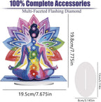 Diamond Painting Kits for Adults Beginners, 5D Full Drill Yoga Crystal Art Desktop Ornament, DIY Single Sided Home Office Desk Decor, Creative Craft Gift Set with Tools